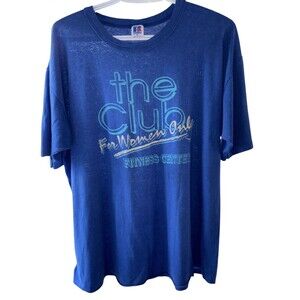 Vtg Russell Athletic Tee Shirt Blue Single Stitch Paper Thin 50/50 80s 90s XL